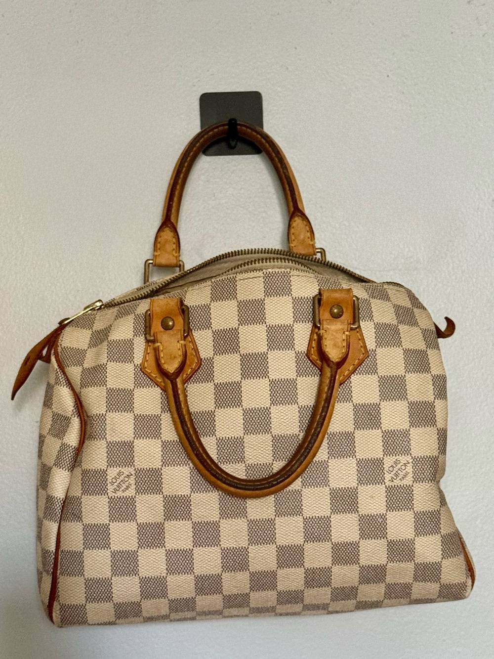 Louis Vuitton Speedy 25 Damier Azur Handbag Boston Bag Authentic